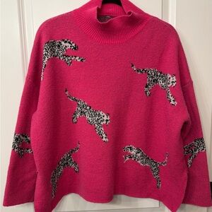 Pink Leopard Print Women's Sweater